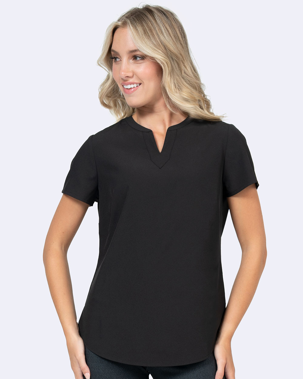 Notch Neck Stretch Blouse